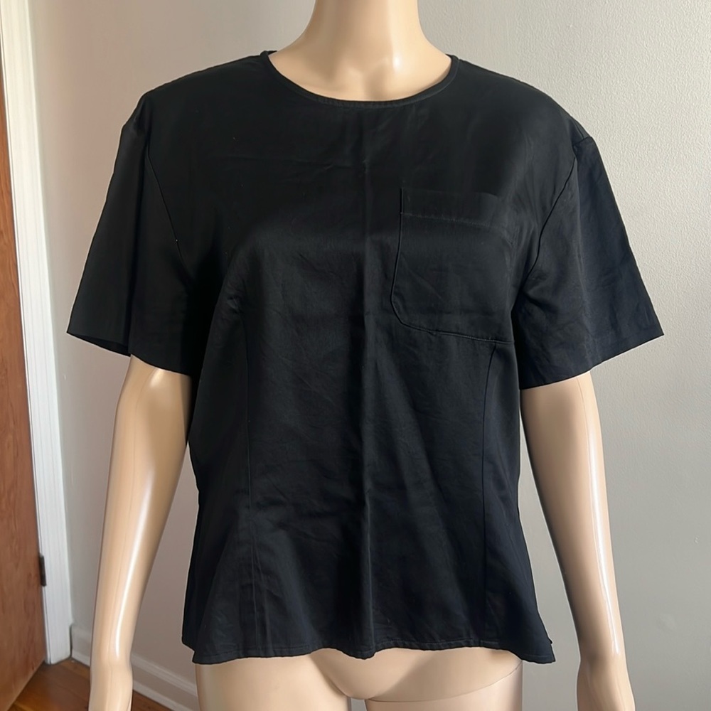 Celine Black Short Sleeve Cotton Top Size 48 Size L Vintage